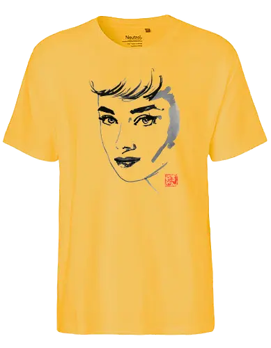 Audrey - Audrey Hepburn, Actor, sumi-e, art - Fairtrade T-Shirt