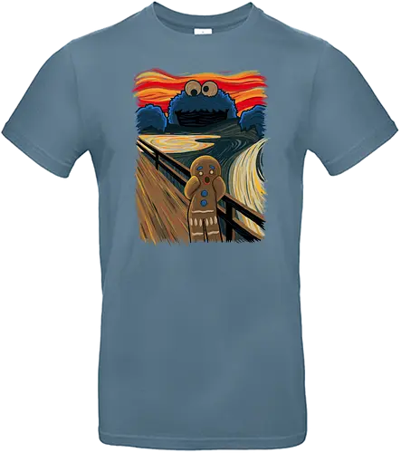 The Cookie Muncher - cookies, Lebkuchenmann, der schrei, Munch, Cookie monster, Monster, the scrm, Gingerbrd man - Standard T-Shirt
