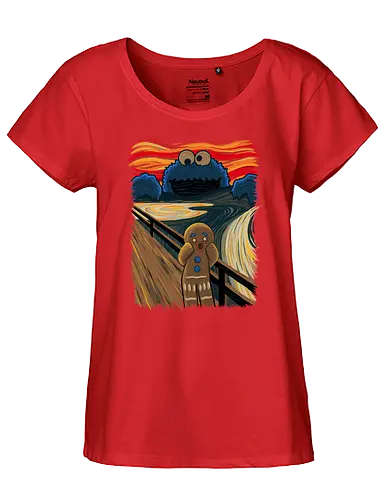 The Cookie Muncher - cookies, Lebkuchenmann, der schrei, Munch, Cookie monster, Monster, the scrm, Gingerbrd man - Fairtrade Girl Shirt