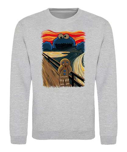 The Cookie Muncher - cookies, Lebkuchenmann, der schrei, Munch, Cookie monster, Monster, the scrm, Gingerbrd man - Sweatshirt