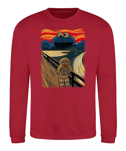 The Cookie Muncher - cookies, Lebkuchenmann, der schrei, Munch, Cookie monster, Monster, the scrm, Gingerbrd man - Sweatshirt