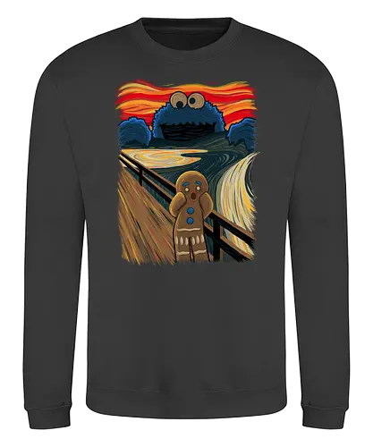 The Cookie Muncher - cookies, Lebkuchenmann, der schrei, Munch, Cookie monster, Monster, the scrm, Gingerbrd man - Sweatshirt