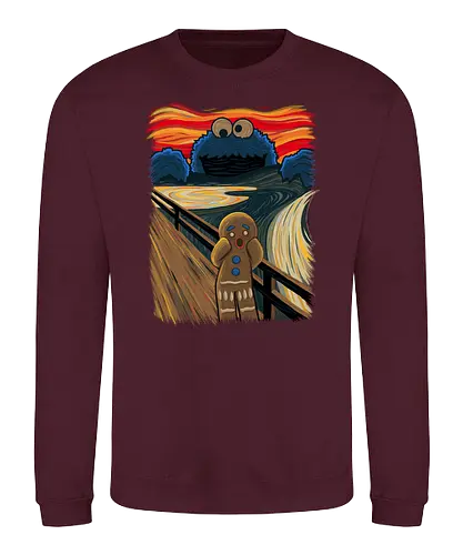 The Cookie Muncher - cookies, Lebkuchenmann, der schrei, Munch, Cookie monster, Monster, the scrm, Gingerbrd man - Sweatshirt