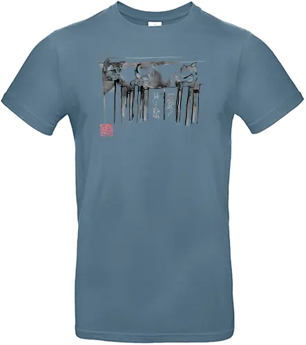 cats on books - cat, neko, katze, book, art, sumi-e, kunst - Standard T-Shirt
