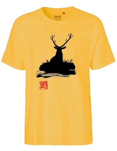 deer - sumi-e, deer, art, kunst, hirsch - Fairtrade T-Shirt