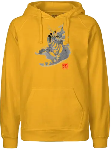 washing cat - cat, katze, neko, sumi-e, kawaii - Fairtrade Hoodie