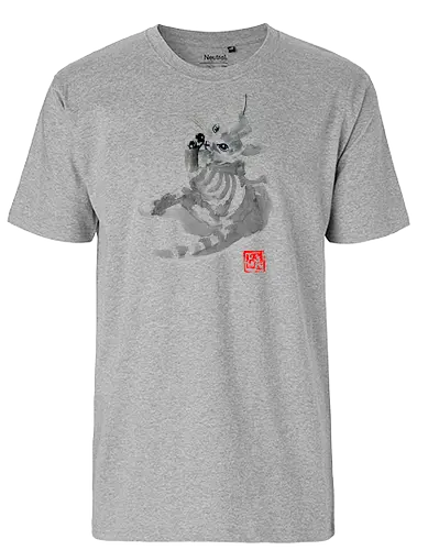 washing cat - cat, katze, neko, sumi-e, kawaii - Fairtrade T-Shirt