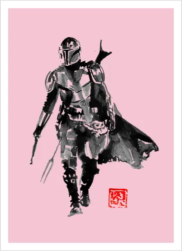 mando - tv, scifi, space opera, Mando, sumi-e - Kunstdruck