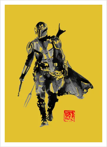 mando - tv, scifi, space opera, Mando, sumi-e - Kunstdruck