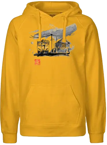 Japanese train station - japan, nippon, art, kunst, sumi-e, Train Station, Bahnhof - Fairtrade Hoodie