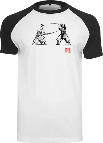 2 samurais - samurai, japan, sumi-e, Iaido, Kenjutsu - Raglan T-Shirt