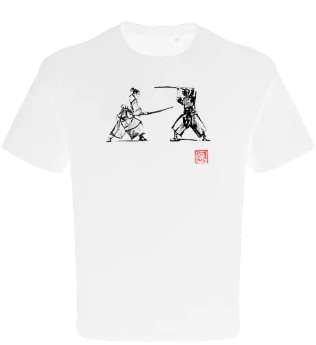 2 samurais - samurai, japan, sumi-e, Iaido, Kenjutsu - Oversize T-Shirt
