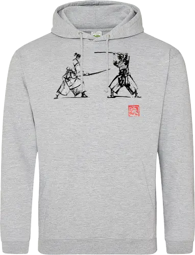 2 samurais - samurai, japan, sumi-e, Iaido, Kenjutsu - Standard Hoodie