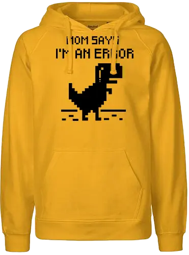 Mom Says..! - dino, dinosaur, chrome, no internet, internet, error - Fairtrade Hoodie