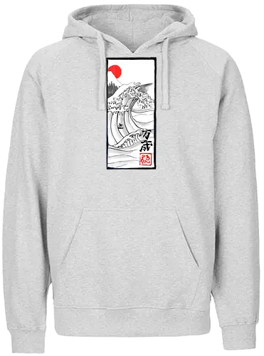 manga banzai - wave, sumi-e, Surfing - Fairtrade Hoodie
