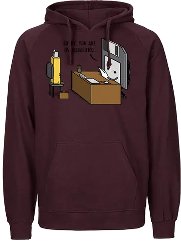 Overqualified! - it, fun, Floppy Disk, Usb Stick, Overqualified, Überqualifiziert - Fairtrade Hoodie