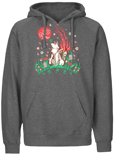 Wolf Blossom Breeze - wolf, amaterasu, okami, goddess, japan, videogame, rpg - Fairtrade Hoodie