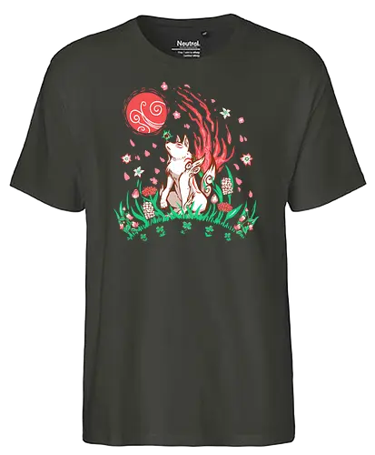 Wolf Blossom Breeze - wolf, amaterasu, okami, goddess, japan, videogame, rpg - Fairtrade T-Shirt