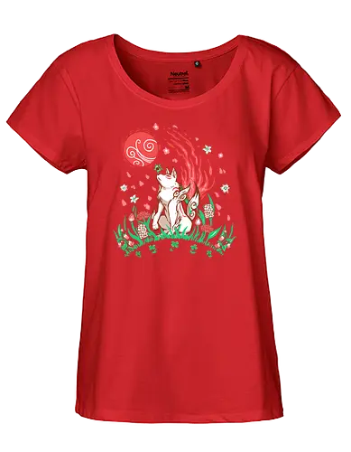 Wolf Blossom Breeze - wolf, amaterasu, okami, goddess, japan, videogame, rpg - Fairtrade Girl Shirt