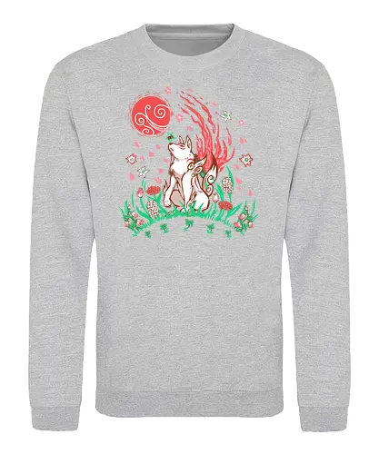 Wolf Blossom Breeze - wolf, amaterasu, okami, goddess, japan, videogame, rpg - Sweatshirt