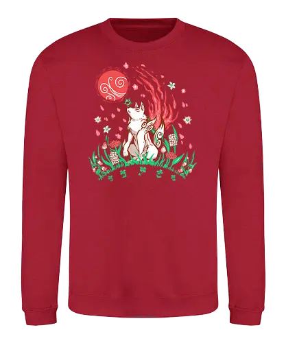 Wolf Blossom Breeze - wolf, amaterasu, okami, goddess, japan, videogame, rpg - Sweatshirt