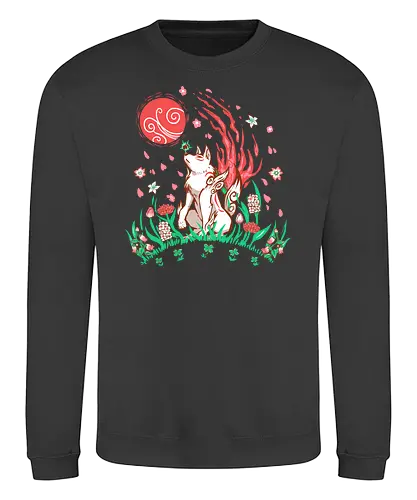 Wolf Blossom Breeze - wolf, amaterasu, okami, goddess, japan, videogame, rpg - Sweatshirt
