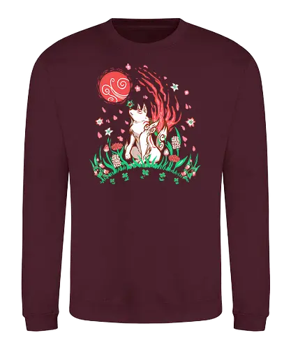 Wolf Blossom Breeze - wolf, amaterasu, okami, goddess, japan, videogame, rpg - Sweatshirt