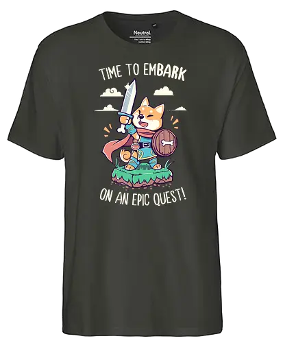 Epic Quest - epic, quest, adventure, shiba inu, shiba, dog, warrior, knight - Fairtrade T-Shirt