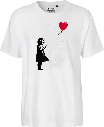 Girl with Phone! - girl, balloon, Phone, Kritik - Fairtrade T-Shirt