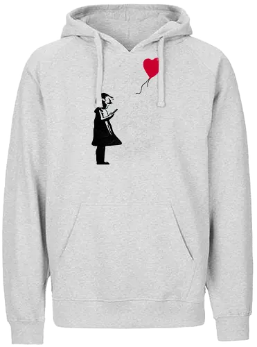 Girl with Phone! - girl, balloon, Phone, Kritik - Fairtrade Hoodie