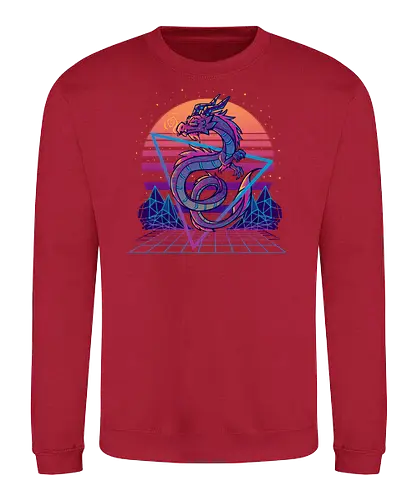 Dragon Aesthetic Retrowave - dragon, drache, 80s, retro, polygon - Sweatshirt