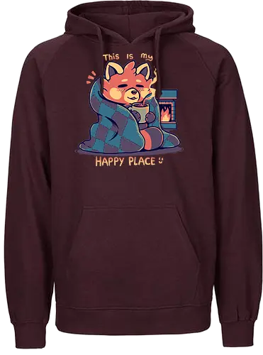 Happy Place at the Fireplace - panda, Cozy, warm, fire, Ofen, Kakao, cocoa - Fairtrade Hoodie
