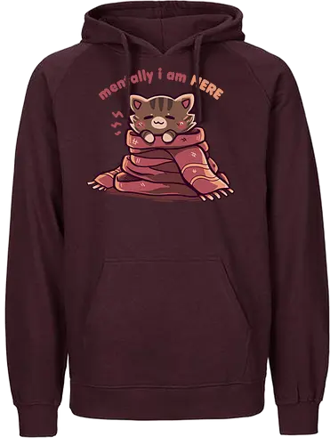 Mentally I am Here - herbst, autumn, cute, cat, katze - Fairtrade Hoodie