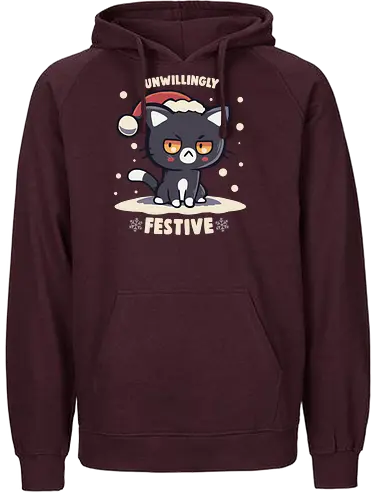 Unwillingly Festive - cat, grumpy, christmas, snow - Fairtrade Hoodie
