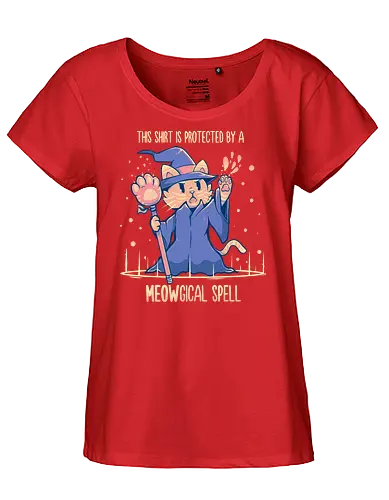 Protected by a Meowgical Spell - cat, wizard, katze - Fairtrade Girl Shirt