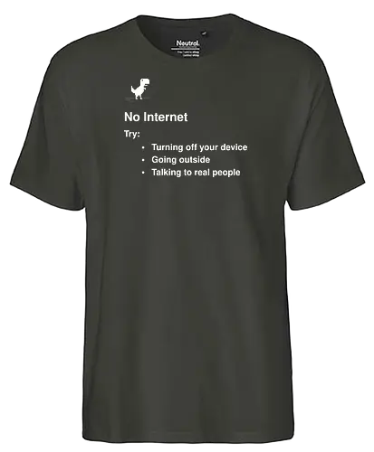 Outernet - offline, dino, internet - Fairtrade T-Shirt