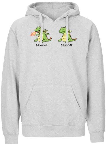 On and Off - dragon, cute, pun - Fairtrade Hoodie