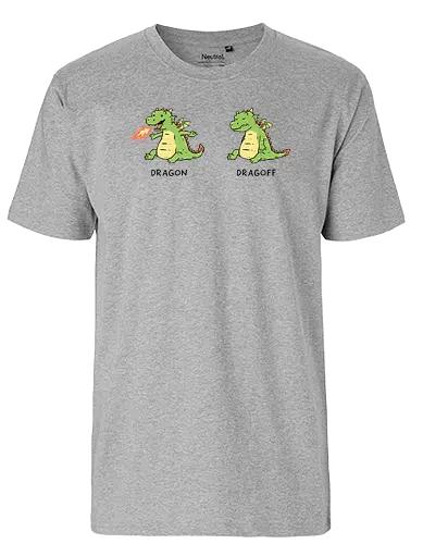 On and Off - dragon, cute, pun - Fairtrade T-Shirt