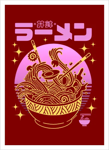Neon sunset ramen bowl