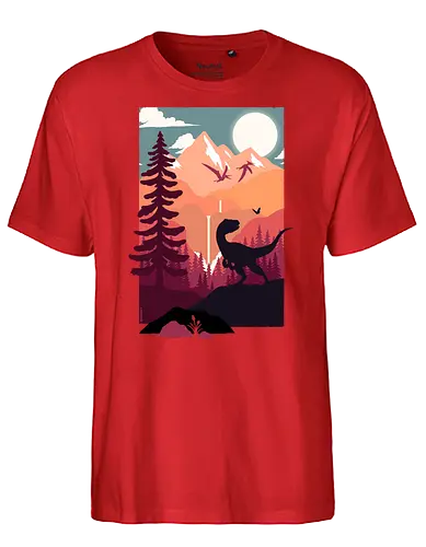 Retro Jurassic Outdoors - jurassic, dinosaur, dino - Fairtrade T-Shirt