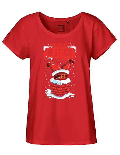 Ho ho ho I'm Stuck ! - christmas, weihnachten, Santa, chimney - Fairtrade Girl Shirt