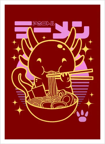 Axolotl ramen sunset neon