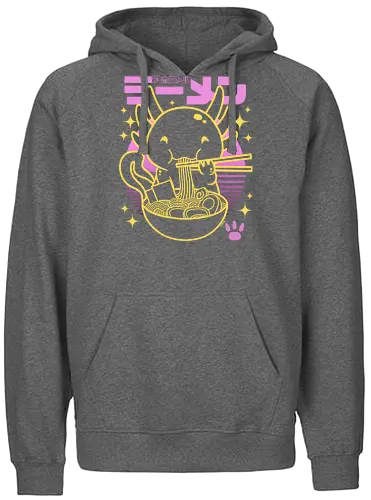 Axolotl ramen sunset neon - ramen, Axolotl, neon, 80s - Fairtrade Hoodie