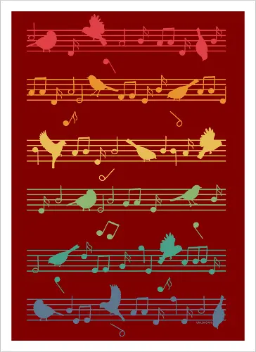 Birds on little musical notes