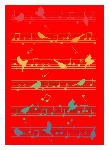 Birds on little musical notes