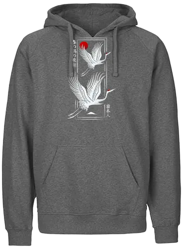 Modern Japanese crane - Silver - kranich, crane, mandschurenkranich - Fairtrade Hoodie