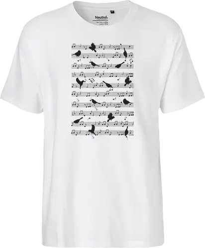 Birds on musical notes - black
