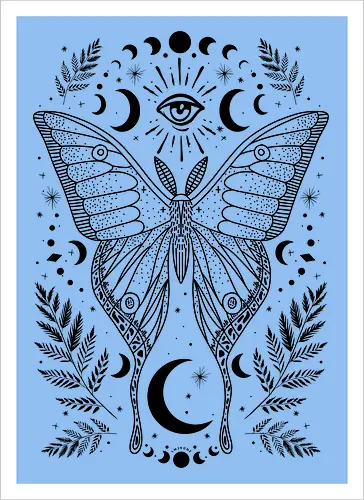 Occult mystical moon moth - black