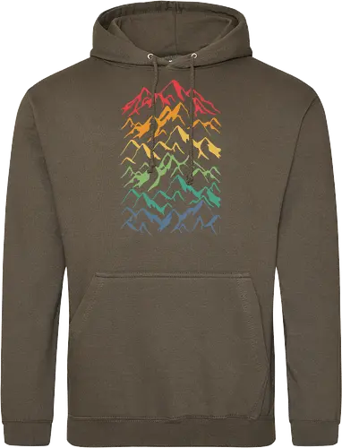 Retro Mountains Lines - mountain, berg, retro, rainbow - Standard Hoodie