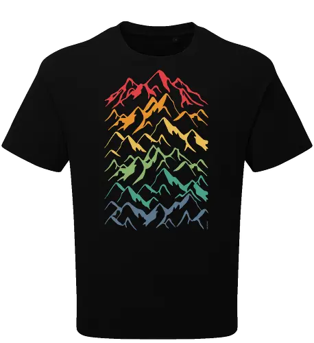 Retro Mountains Lines - mountain, berg, retro, rainbow - Oversize T-Shirt